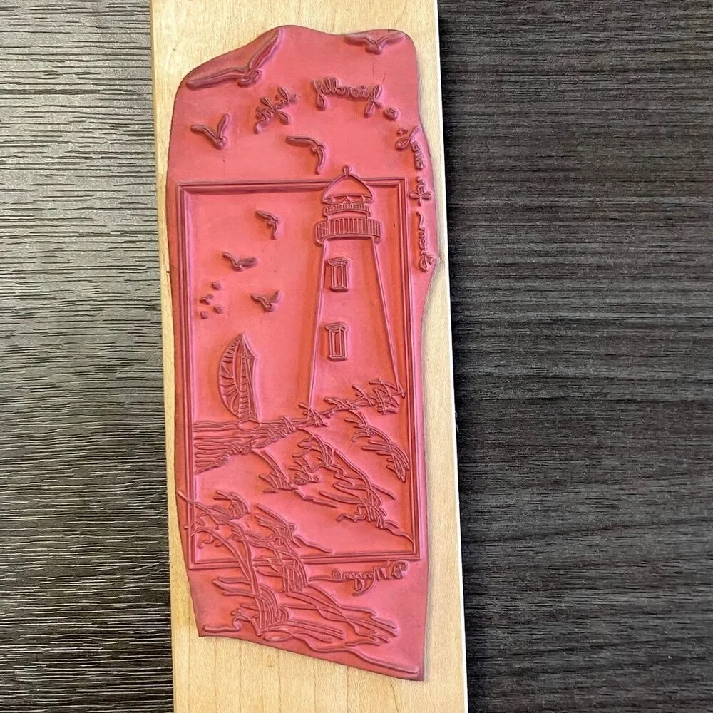 FROM FAR AWAY A FRIENDLY LIGHT D Morgan Stamps Happen Rubber Lighthouse Stamp